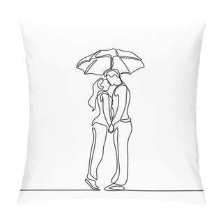 Personality  Romantic Young Couple Kissing Under Umbrella Pillow Covers