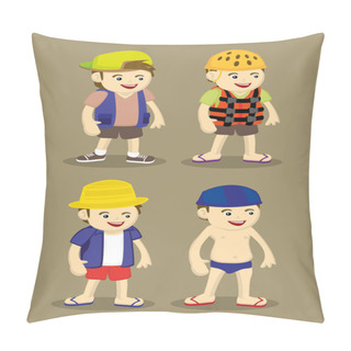 Personality  Set Of Four Vector Illustration Of Cartoon Man Pillow Covers