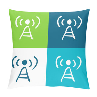 Personality  Antenna Sketch Flat Four Color Minimal Icon Set Pillow Covers