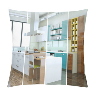 Personality  Splitted Color Variations Of A Modern Kitchen With A Beautiful Design Pillow Covers