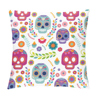 Personality Mexico Pattern With Skull And Flowers Pillow Covers