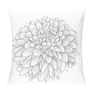 Personality  Beautiful Monochrome Black And White Dahlia Flower Isolated On Background. Pillow Covers