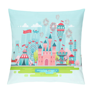 Personality  Amusement Park Landscape Banner Pillow Covers