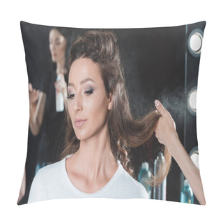 Personality  Hair Dresser Doing Hairstyle Pillow Covers