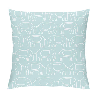 Personality  Cute Background With Cartoon Elephants, Vector Illustration Pillow Covers