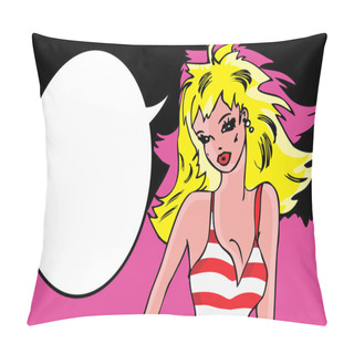 Personality  Pop Art Comics Girl In Bikini Talking Thoughtful Pillow Covers