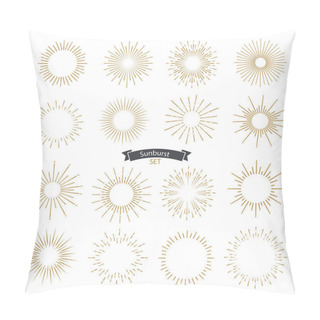 Personality  Set Of Sunburst Design Elements Gold Color. Pillow Covers
