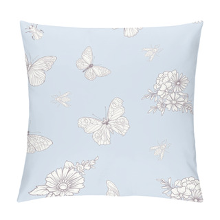 Personality  Floral Seamless Pattern With Butterflies Pillow Covers