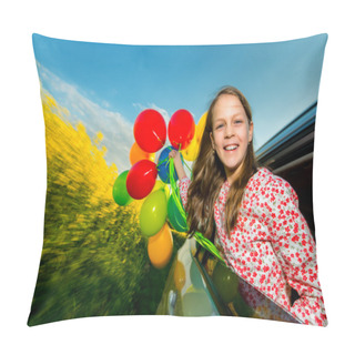 Personality  Laughing Little Girl With Balloons Pillow Covers