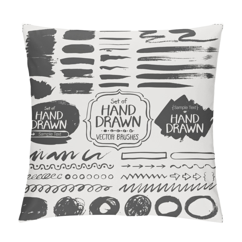 Personality  Set Of Hand Drawn Vector Brushes. Grunge Brush Strokes. Pillow Covers