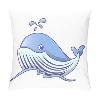 Personality  Whale On Sea Waves Icon, Cartoon Style Pillow Covers