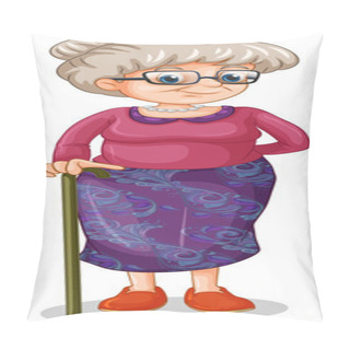 Personality  An Old Woman With A Cane Pillow Covers
