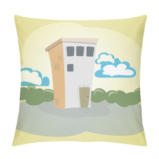 Personality  Vector Illustration Of A Stone House. Pillow Covers