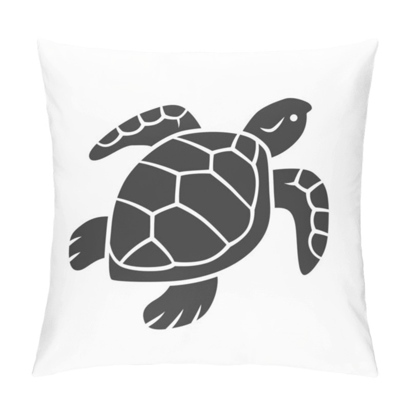 Personality  Turtle glyph icon. Slow moving reptile with scaly shell. Underwater aquatic animal. Swimming ocean creature. Oceanography. Marine fauna. Silhouette symbol. Negative space. Vector isolated illustration pillow covers