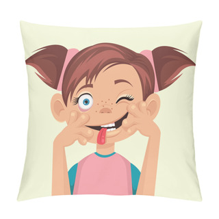 Personality  Child Makes Faces. Vector Flat Illustration Pillow Covers