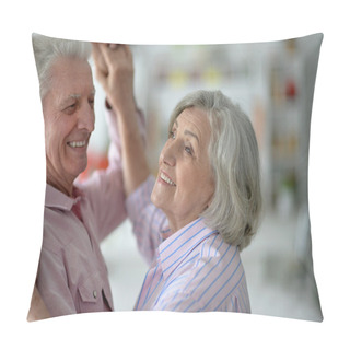 Personality  Happy Senior Couple Dancing At Home Pillow Covers