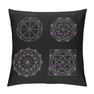 Personality  Abstract Geometric Symbols On Black Background Pillow Covers