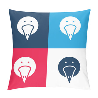 Personality  Bird Portrait Blue And Red Four Color Minimal Icon Set Pillow Covers