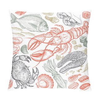 Personality  Vector Set With Seafood. Pillow Covers