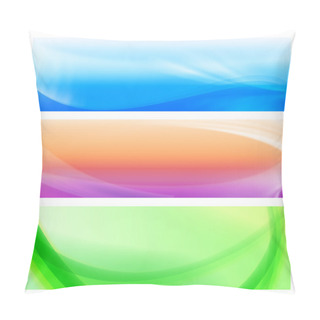 Personality  Three Colorful Web Abstract Banners 2 Pillow Covers