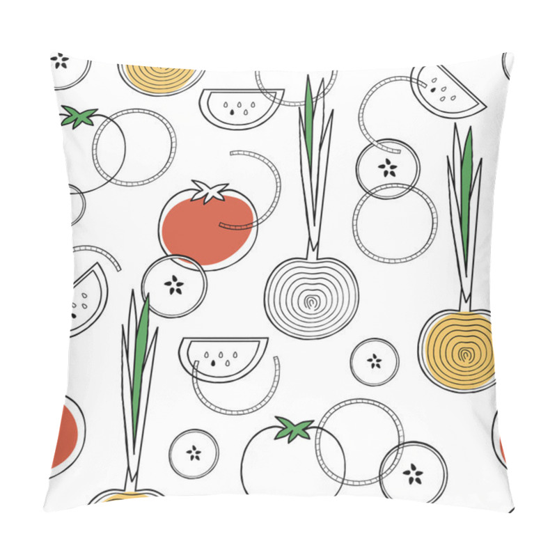 Personality  Vegetables seamless pattern. Linear vegetables background. Healthy organic food backdrop pillow covers