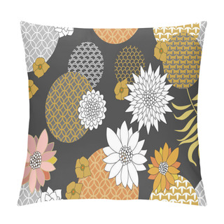 Personality  Silver And Golden Seamless Floral Pattern. Pillow Covers