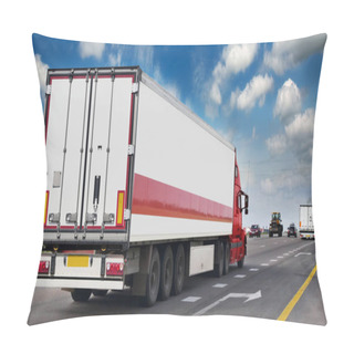 Personality  Container On The Big Highway. Transport Loads Pillow Covers