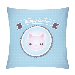 Personality  Happy Easter Cards Illustration Retro Vintage With Easter Bunny Pillow Covers