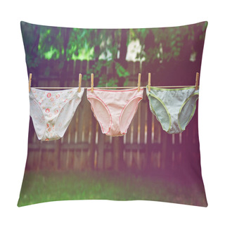 Personality  Panties Hanging On Clothesline Pillow Covers