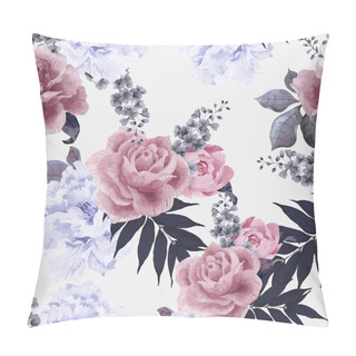 Personality  Floral Pattern With Roses And Peonies Pillow Covers