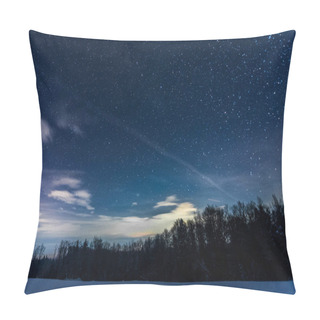 Personality  Starry Dark Sky With Sprucesin Carpathian Mountains At Night In Winter Pillow Covers