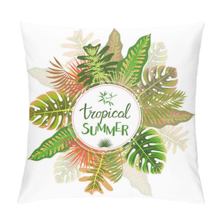 Personality  Tropical Summer Pattern With Leaves, Vector Illustration Pillow Covers