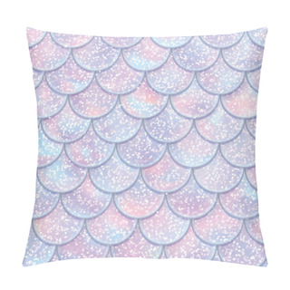 Personality  Glitter Fish Scales Seamless Pattern. Mermaid Tail Texture. Vector Illustration Pillow Covers