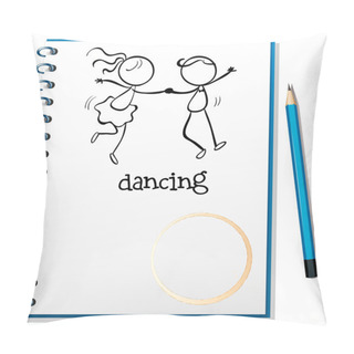 Personality  A Notebook With A Sketch Of A Girl And A Boy Dancing Pillow Covers