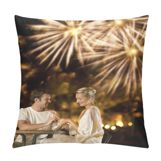 Personality  Young Couple In Love Portrait  Pillow Covers