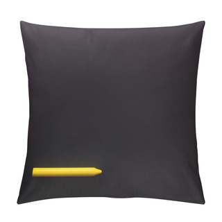 Personality  Top View Of Yellow Crayon On Black Background Pillow Covers