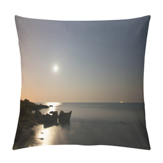 Personality  This Photo Illustration Of A Deep Blue Moonlit Ocean At Night With Calm Waves Pillow Covers