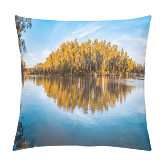 Personality  Panorama Of Trees Reflecting In Murray River At Sunset Pillow Covers