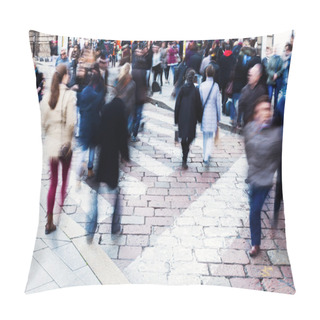 Personality  Crowds Of People In Motion Blur In The City Pillow Covers