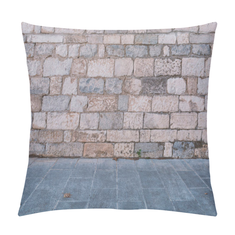 Personality  Retro architecture stone wall, background and texture with stone floor pillow covers