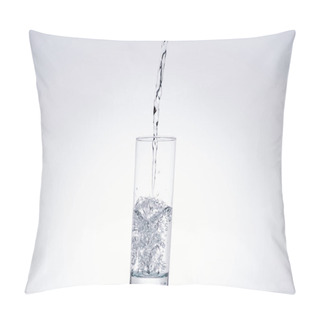 Personality  Water Pouring In Glass On White Background With Back Light And Copy Space Pillow Covers