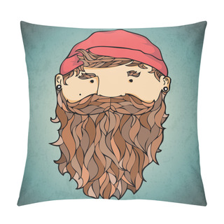 Personality  Bearded Corsar. Vector Illustration.  Pillow Covers