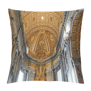 Personality  VATICAN CITY, ITALY - APRIL 10, 2020: Interior Of Ancient St Peters Basilica With Paintings Of Michelangelo Pillow Covers