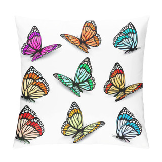Personality  Set Of Realistic Colorful Vector Butterflies. Pillow Covers