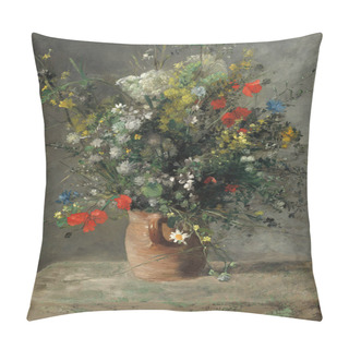 Personality  Auguste Renoir,  Flowers In A Vase (French: Fleurs Dans Un Vase) Is An Oil Painting On Canvas 1866 - By French Painter, Sculptor, Pierre-Auguste Renoir  (1841-1919). Pillow Covers