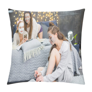 Personality  Young Woman Doing Pedicure Pillow Covers