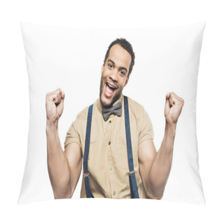 Personality  African American Man Celebrating Success Pillow Covers