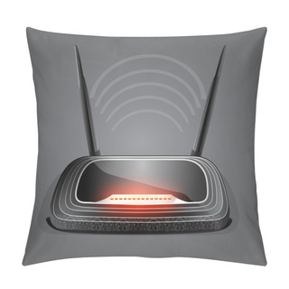 Personality  Web Waves Wireless Wi-fi Router Modem. Vector Illustration Pillow Covers