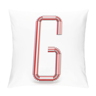 Personality  Drinking Straw Font Letter G 3D Render Illustration Isolated On White Background Pillow Covers