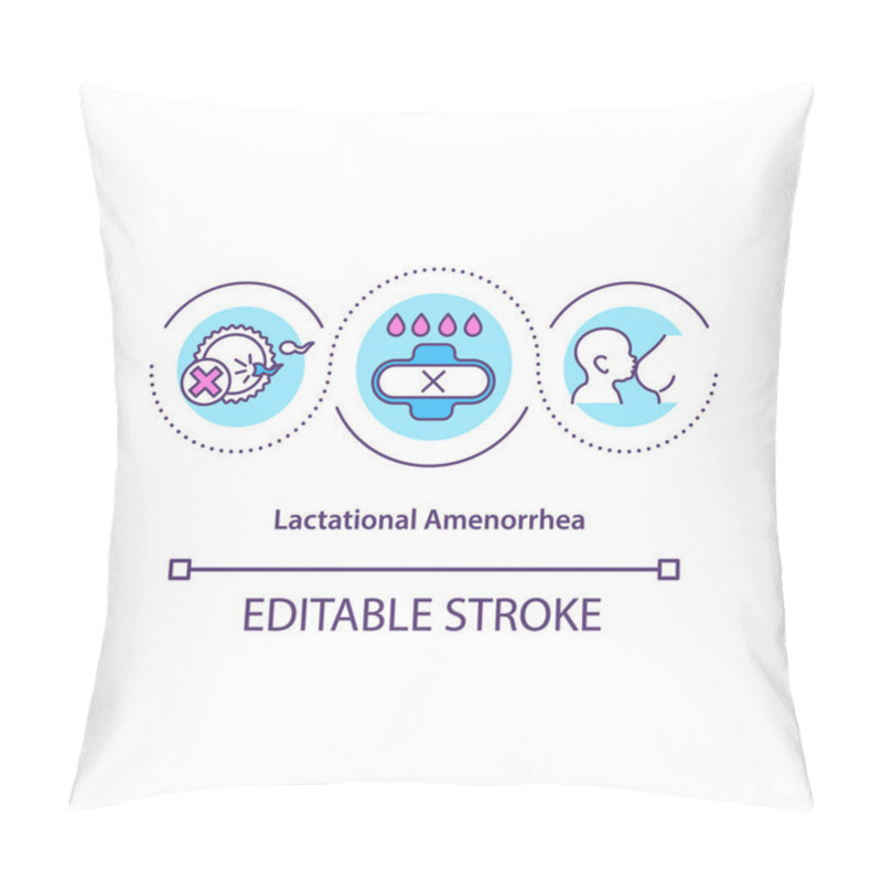 Personality  Lactational amenorrhea concept icon. Postpartum infertility idea thin line illustration. Menstrual periods absence. Breastfeeding. Vector isolated outline RGB color drawing. Editable stroke pillow covers